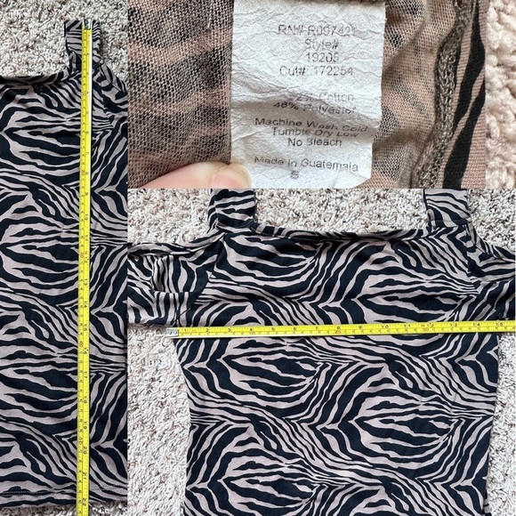 Vintage Y2K Alloy Zebra Print Cold Shoulder Long Sleeve Top Women’s Size Small - Picture 16 of 16